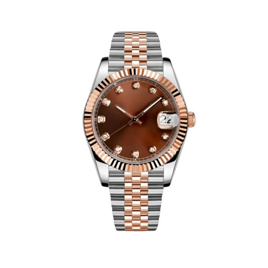 ROSEGOLD-BROWN Diamond Dial Steel Automatic – Seikmod Lux Edition | Sapphire Crystal | 316L Steel
