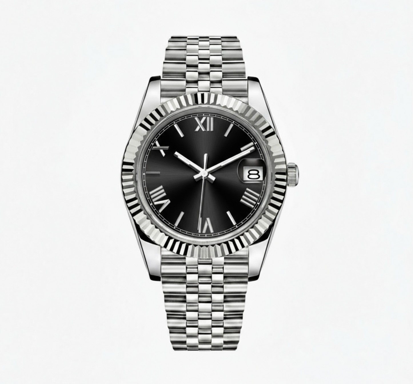 BLACK Roman Dial Steel Automatic – SEIKMOD LUX Edition