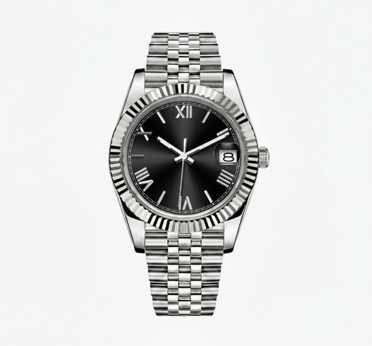 BLACK Roman Dial Steel Automatic – SEIKMOD LUX Edition