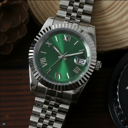GREEN Roman Dial Steel Automatic – SEIKMOD LUX Edition