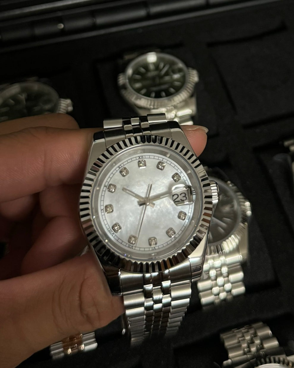 WHITE Diamond Dial Steel Automatic – Seikmod Lux Edition | Sapphire Crystal | 316L Steel