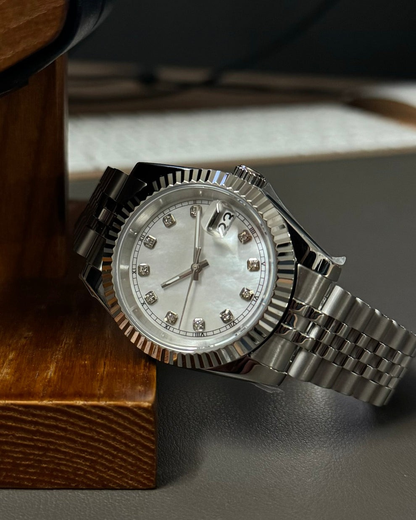 WHITE Diamond Dial Steel Automatic – Seikmod Lux Edition | Sapphire Crystal | 316L Steel