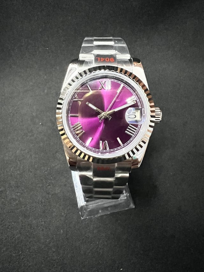 BRIGHT PURPLE Roman Dial Steel Automatic – SEIKMOD LUX Edition