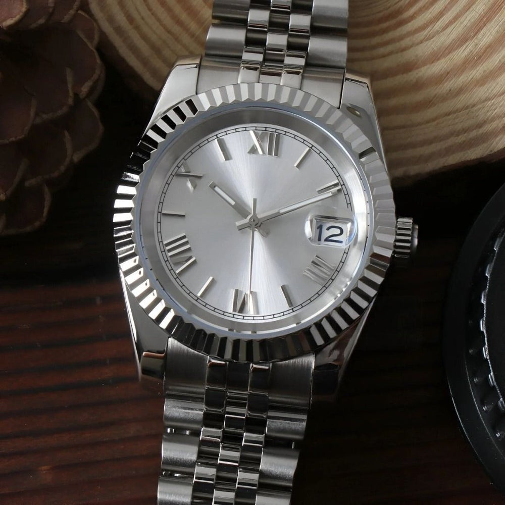 STEEL WHITE Roman Dial Steel Automatic – SEIKMOD LUX Edition