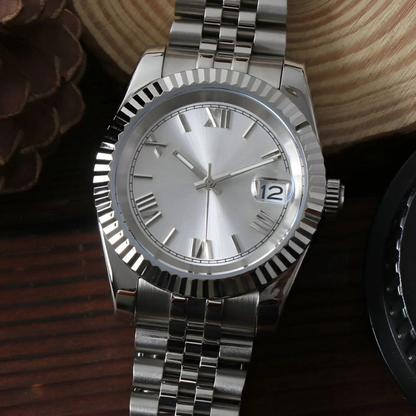STEEL WHITE Roman Dial Steel Automatic – SEIKMOD LUX Edition