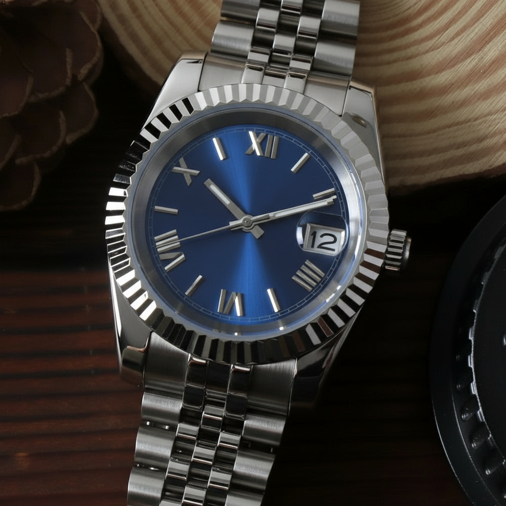 BLUE Roman Dial Steel Automatic – SEIKMOD LUX Edition