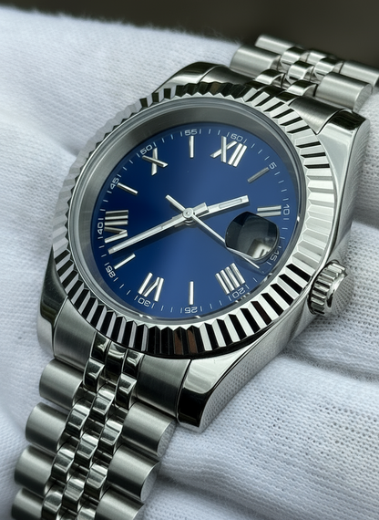 BLUE Roman Dial Steel Automatic – SEIKMOD LUX Edition